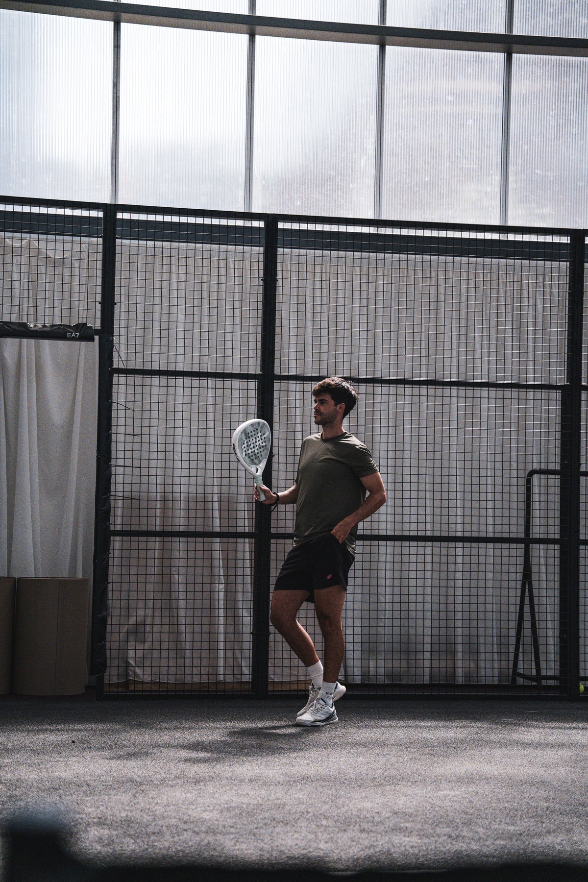 12k Padel Midnight Black racket on court, photographed during the Find Padel UK review