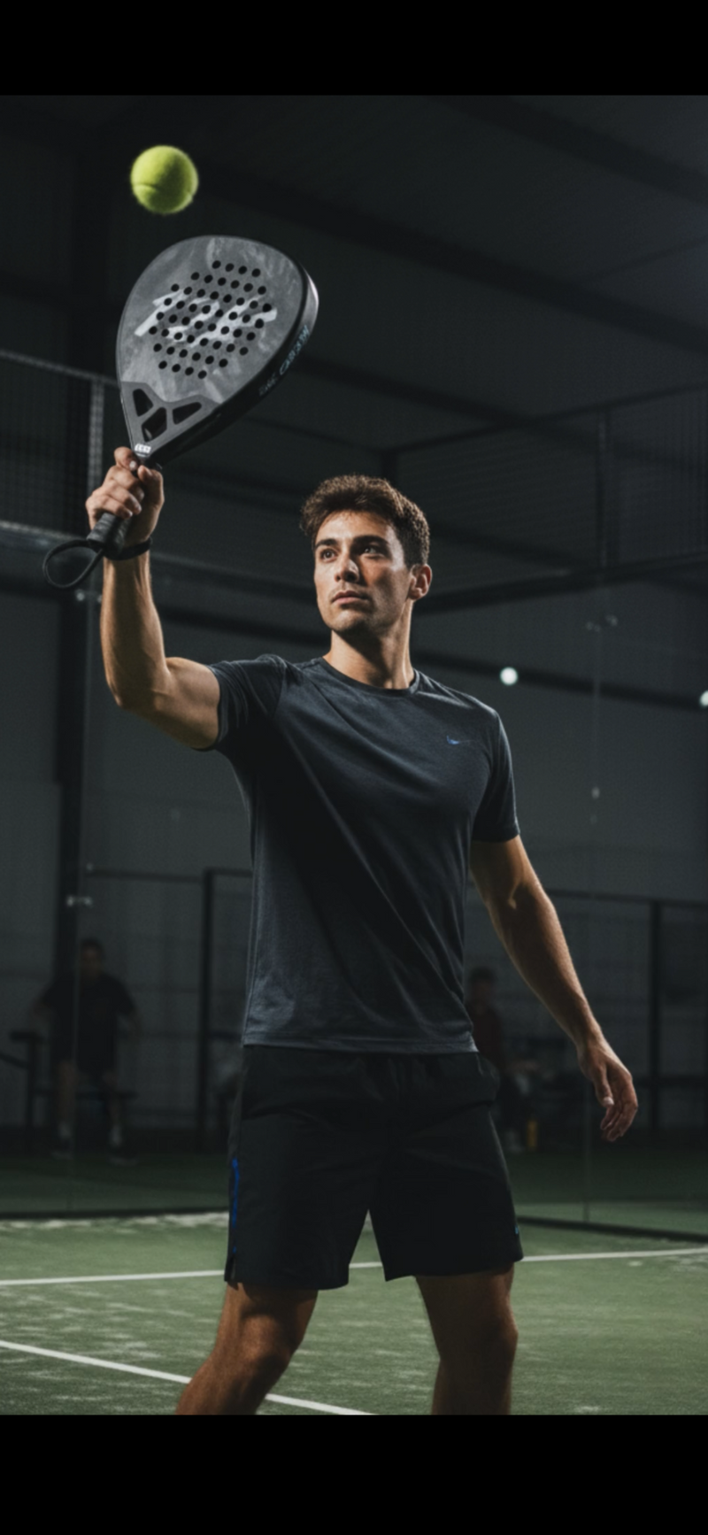 Padel racket and balls on a padel court, illustrating the cost of playing padel in the UK