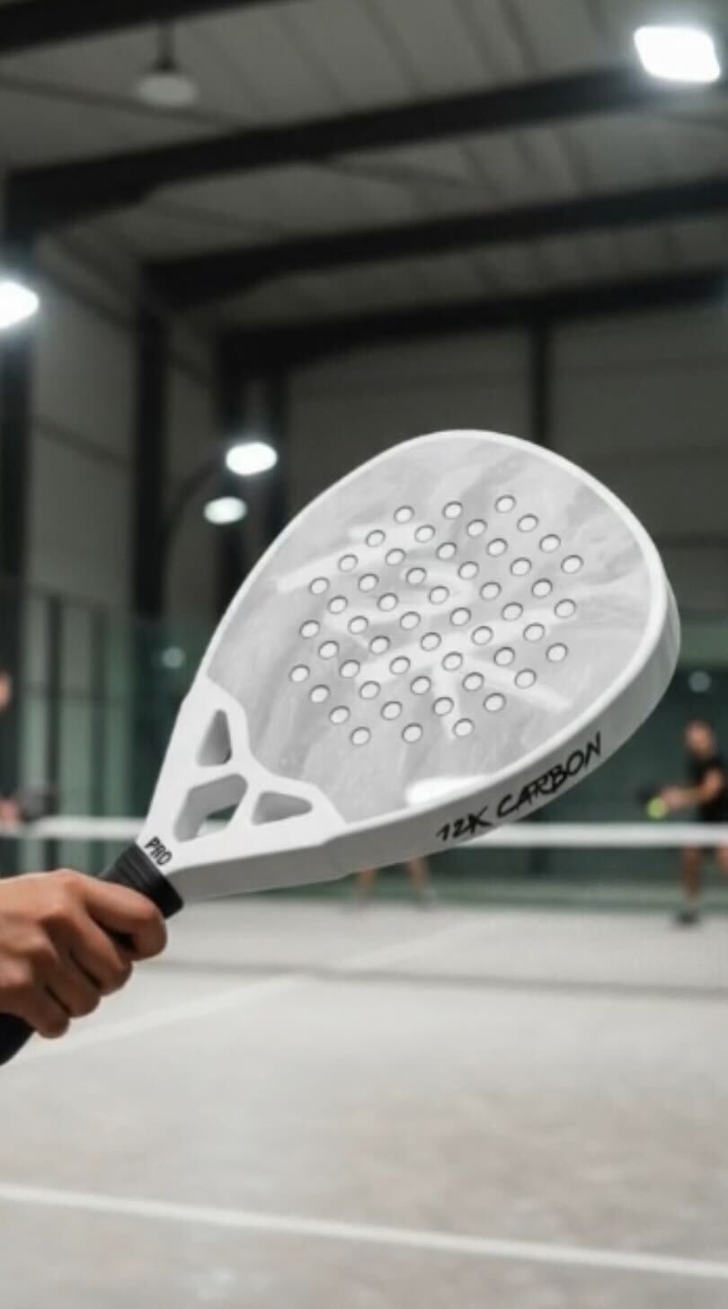 Padel players on an outdoor court