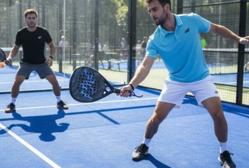 Padel player on court during a match
