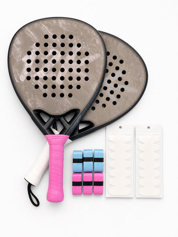 DUOs Padel Bundle | 2x 12K Carbon Rackets, 6 Overgrips, 2 Protectors