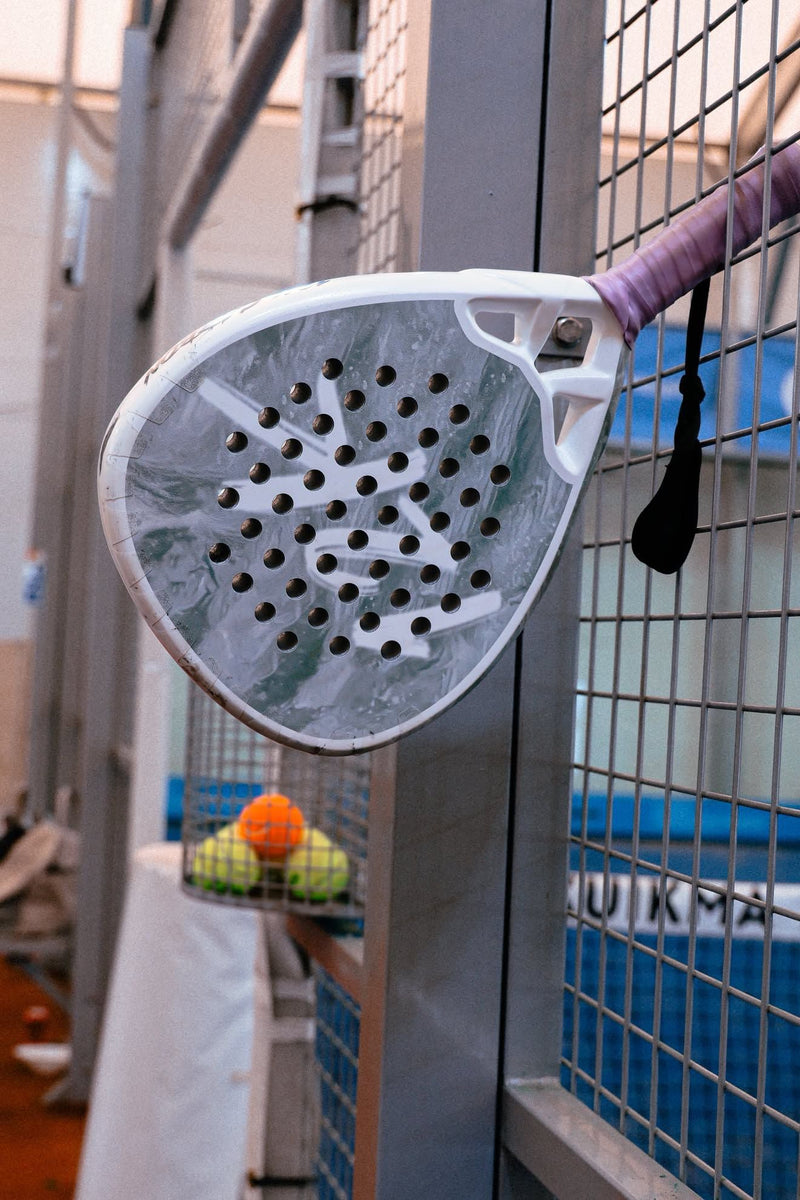 12k Padel racket on court, photographed during the Find Padel UK review