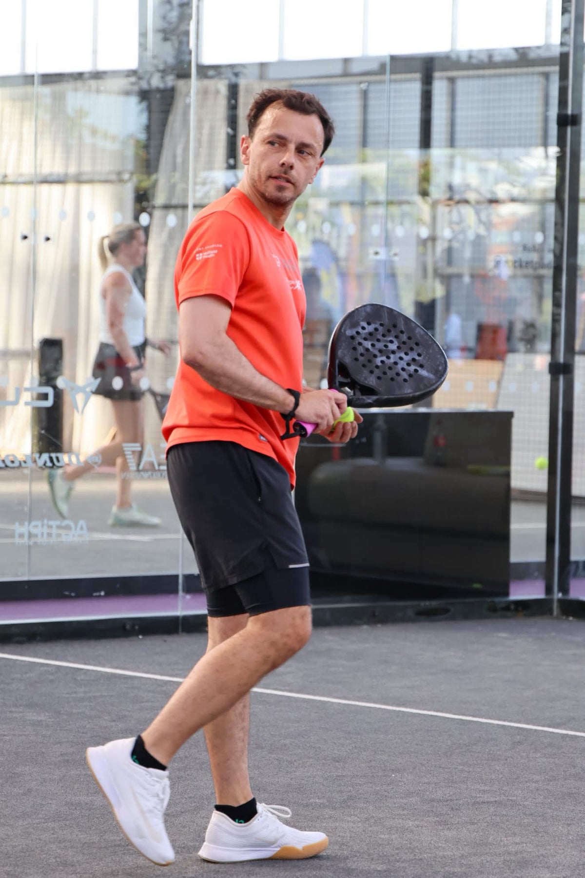 12k Padel racket on court, photographed during the Find Padel UK review