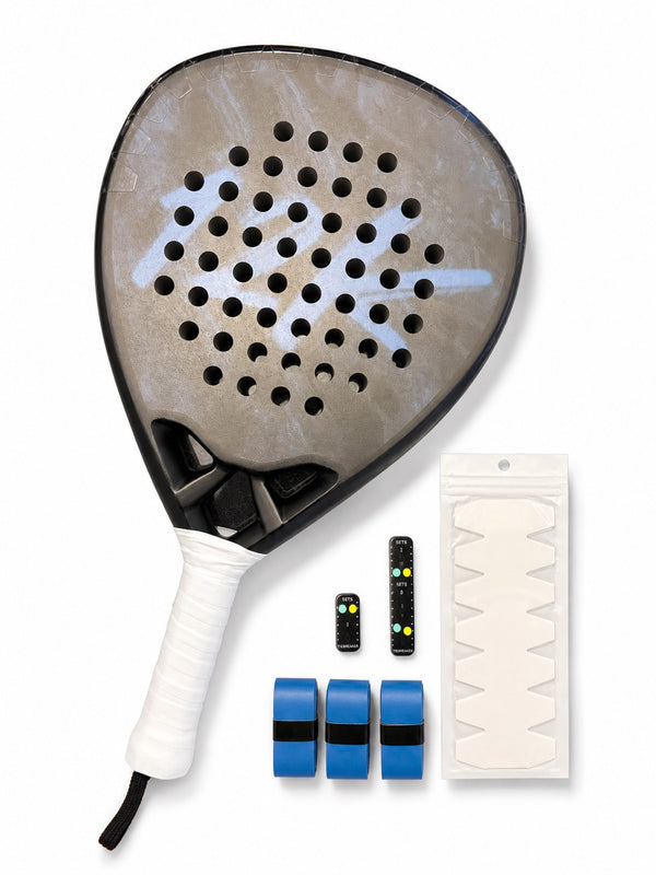 Padel Starter Pack | 12K Carbon Racket, Grips, Protector, Scorer
