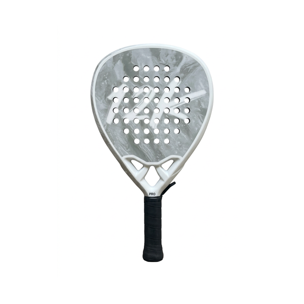Ice White Padel Racket | 12K Carbon Fibre, 365g Teardrop